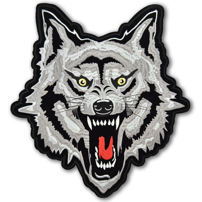 Moto nášivka Wolf Attack XXL na záda 30 cm x 32 cm