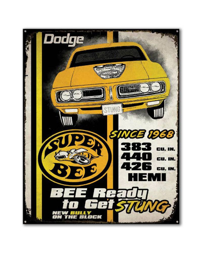 Fém tábla Dodge Super Bee Stung car 30 cm x 38 cm