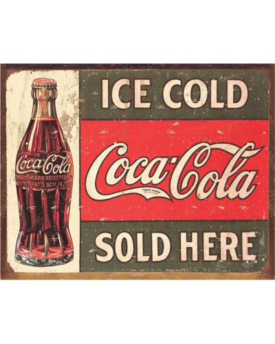 Fém tábla Coca Cola 1916 Ice Cold 32 cm x 40 cm