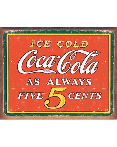 Fém tábla Coca Cola - Always 5 cents 32 cm x 40 cm