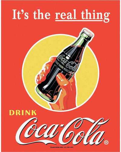 Fém tábla Coca Cola Real Thing - Bottle 32 cm x 40 cm