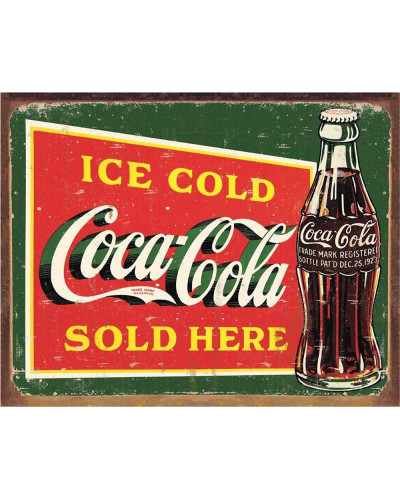 Fém tábla Coca Cola - Ice cold green 32 cm x 40 cm