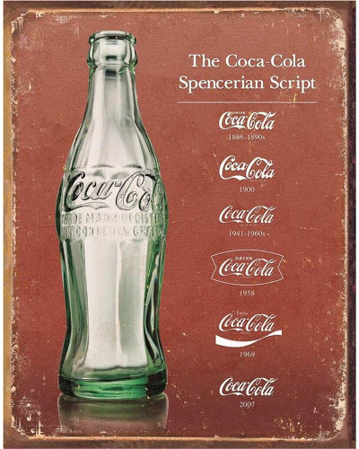 Fém tábla Coca Cola - Script Heritage 32 cm x 40 cm
