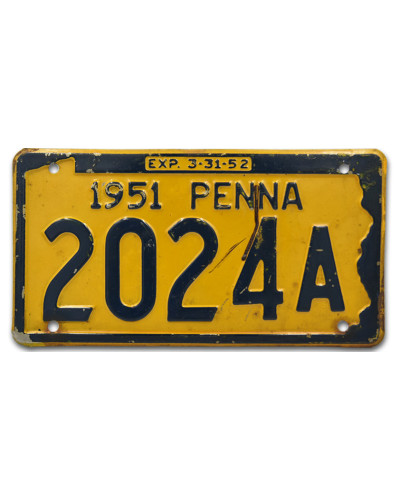 Amerikai rendszám Pennsylvania 1951 Penna 2024A