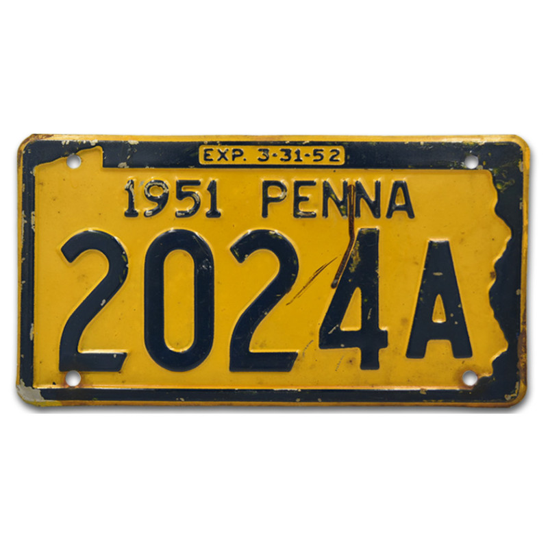 Amerikai rendszám Pennsylvania 1951 Penna 2024A