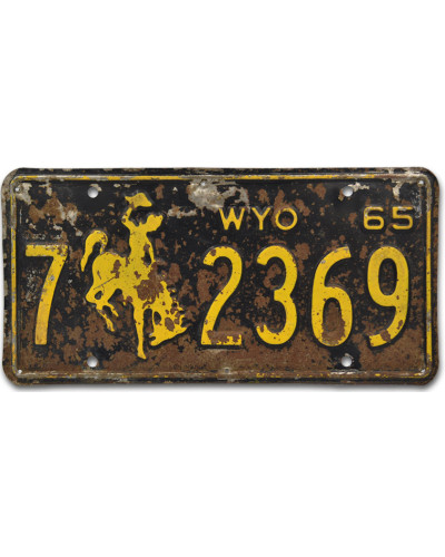 Amerikai rendszám Wyoming 1965 Black 7-2369 front