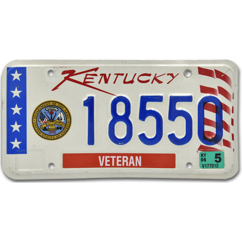 Amerikai rendszám Kentucky Army Veteran