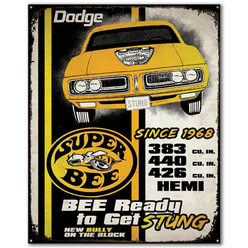 Plechová cedule Dodge Super Bee Stung car 30 cm x 38 cm