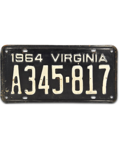 Amerikai rendszám Virginia Black 1964