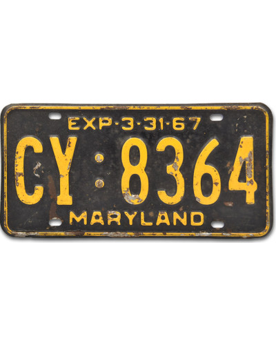 Amerikai rendszám Maryland 1967 CY 8364 rear