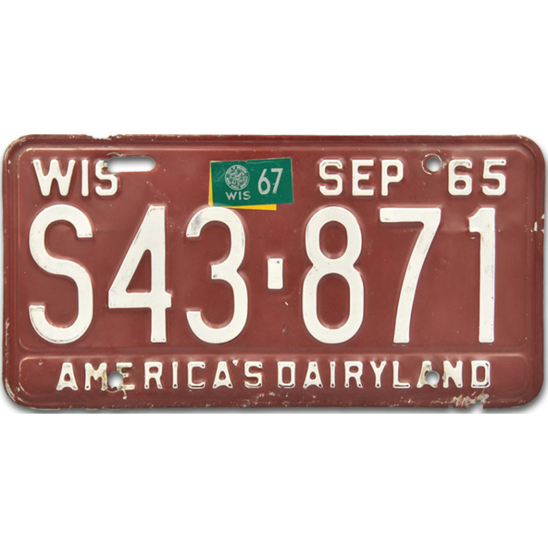 Amerikai rendszám Wisconsin 1965 Red S43 871