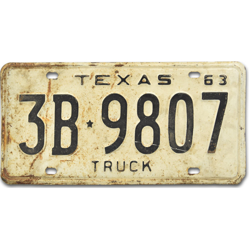 Amerikai rendszám Texas 1963 Truck 3B.9807 front