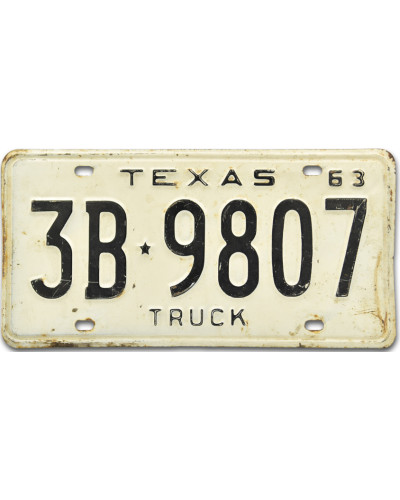 Amerikai rendszám Texas 1963 Truck 3B.9807 rear