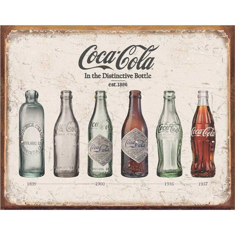 Plechová cedule Coca Cola  - Bottle Evolution 40 cm x 32 cm