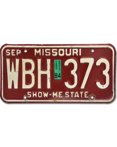Amerikai rendszám Missouri Red WBH 373