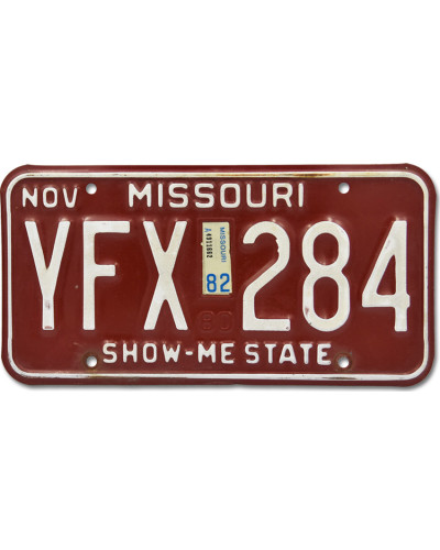 Amerikai rendszám Missouri Red YFX 284