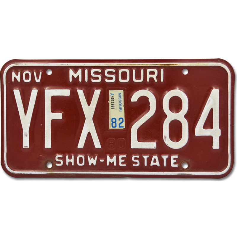 Amerikai rendszám Missouri Red YFX 284