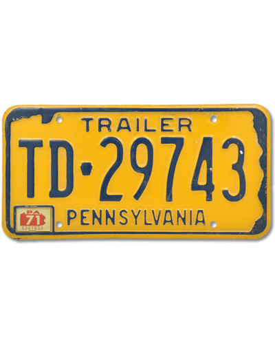 Amerikai rendszám Pennsylvania Trailer Yellow TD-29743