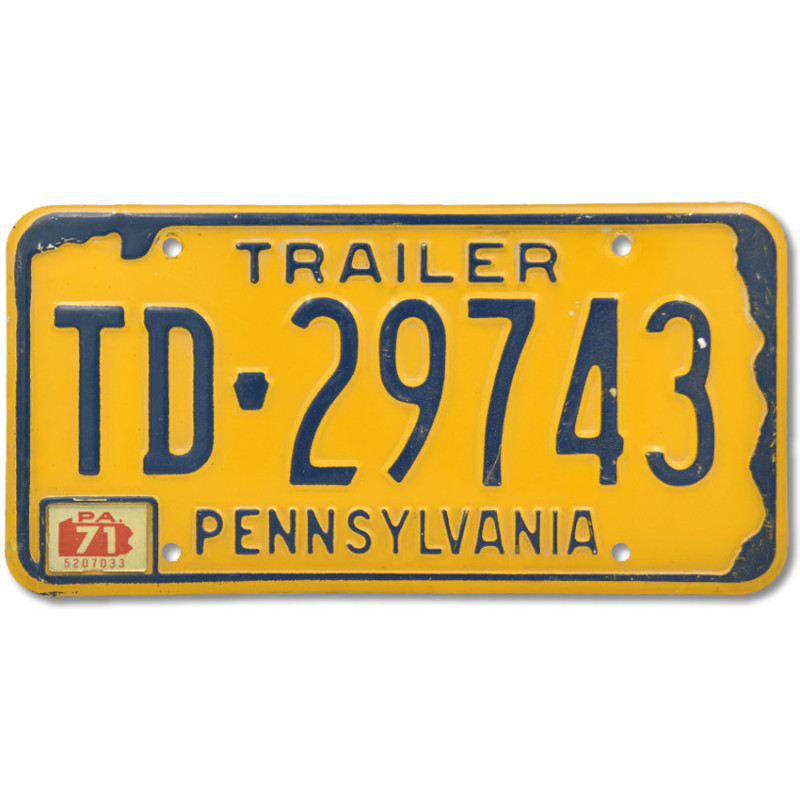Amerikai rendszám Pennsylvania Trailer Yellow TD-29743