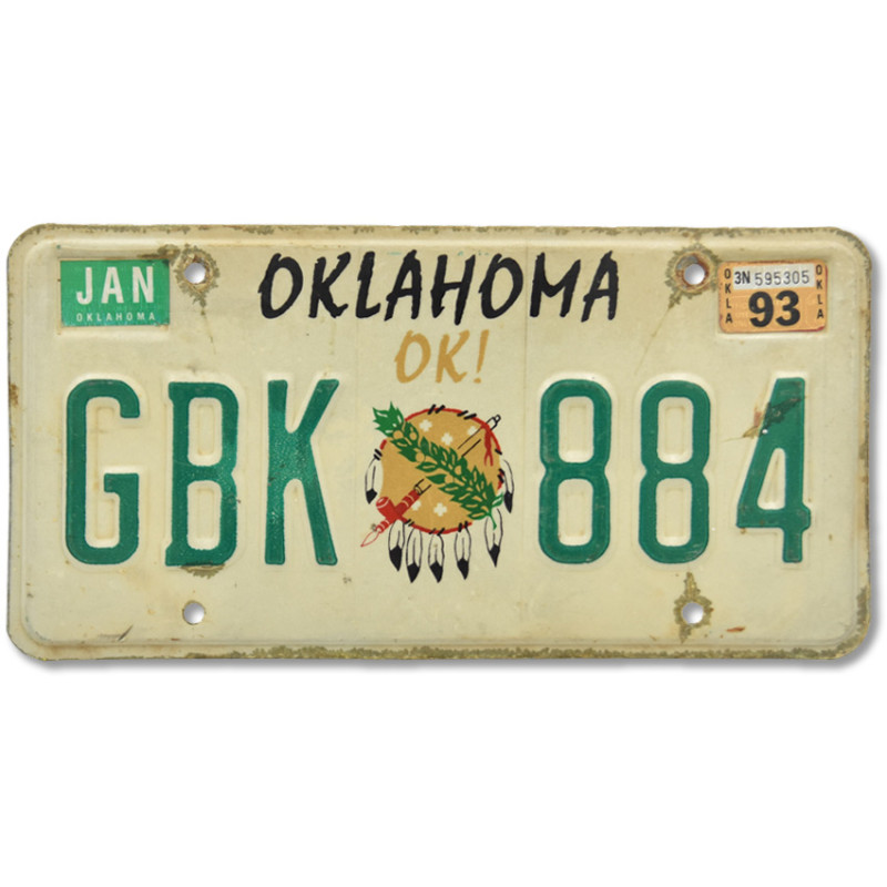 Amerikai rendszám Oklahoma OK GBK 884