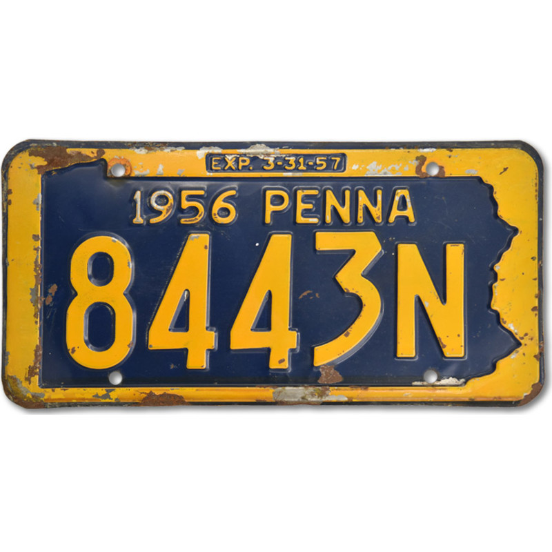 Amerikai rendszám Pennsylvania 8443N 1956