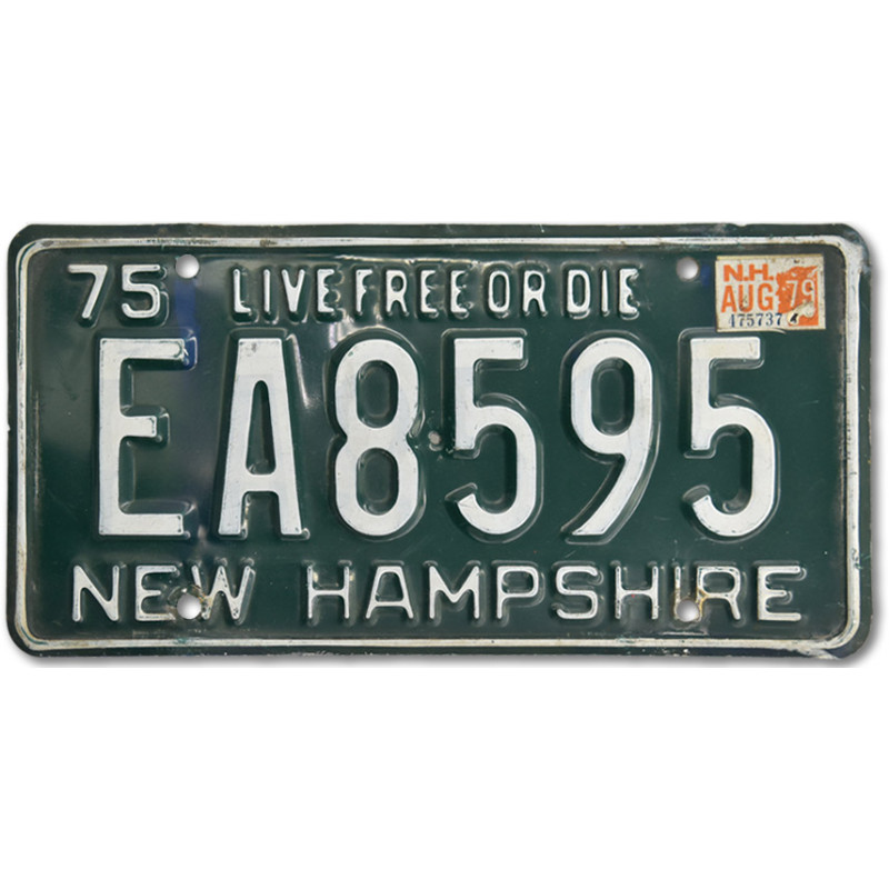 Amerikai rendszám New Hampshire 1975 Green EA8595