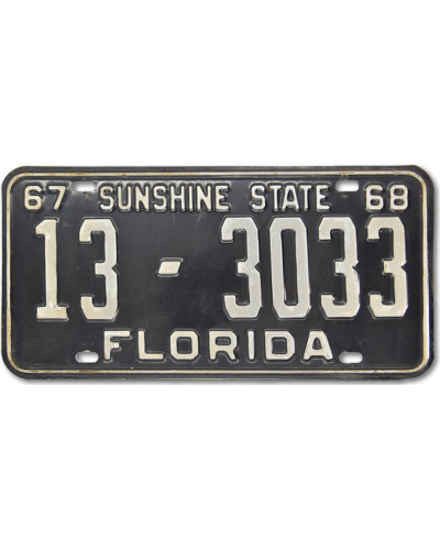 Amerikai rendszám Florida Sunshine State 1968 Black 13-3033