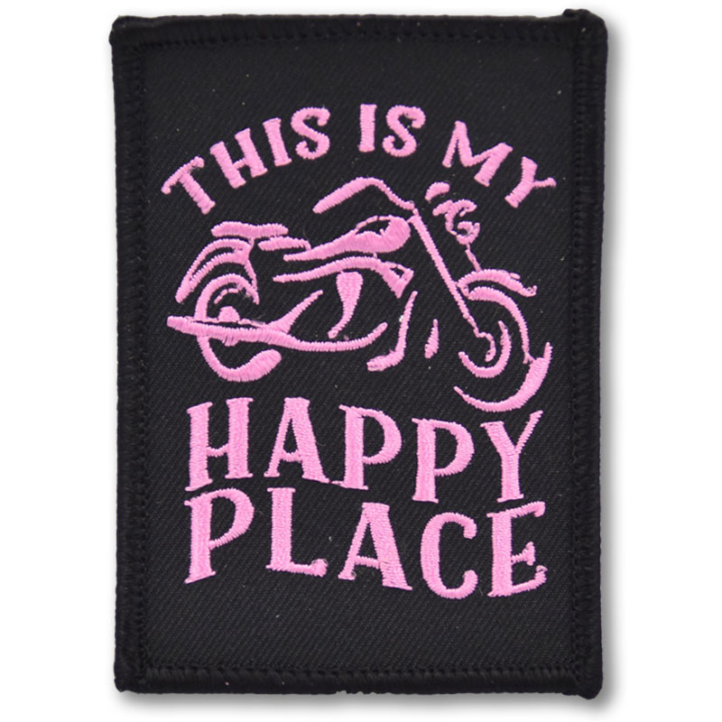 Moto nášivka My Happy place 9 cm x 6 cm pink