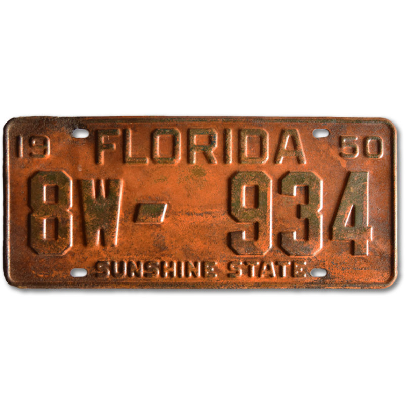 Amerikai rendszám Florida 1950 Rusty 8W-934