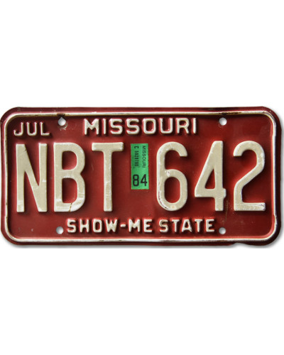 Amerikai rendszám Missouri Red NBT 642