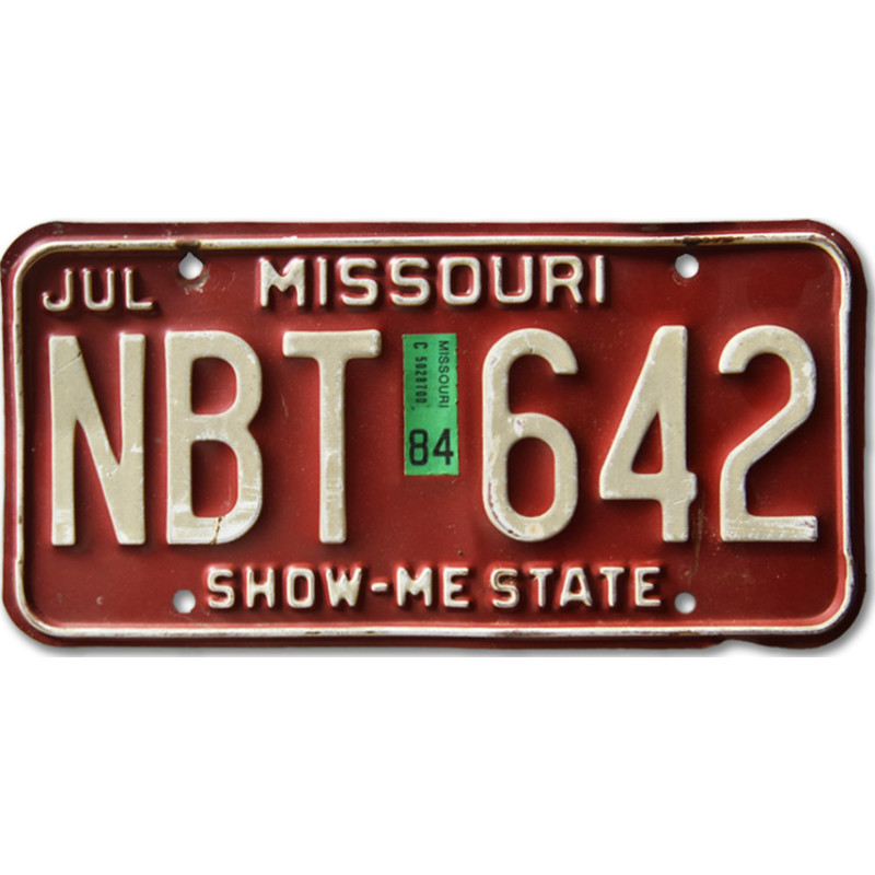 Amerikai rendszám Missouri Red NBT 642