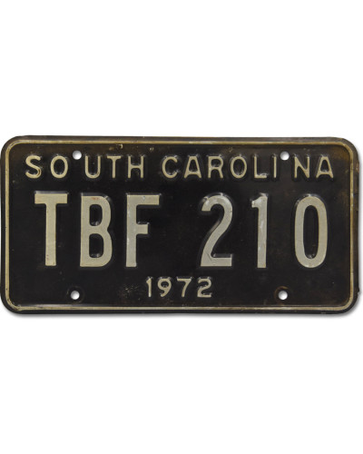 Amerikai rendszám South Carolina Black TBF 210