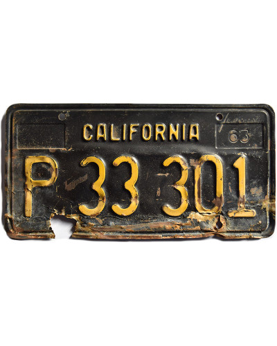 Amerikai rendszám California 1963 Black P 33 301 front