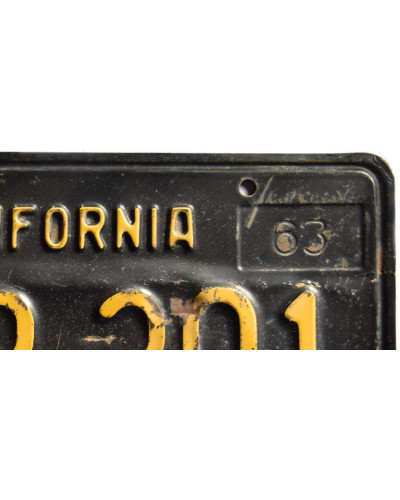 Amerikai rendszám California 1963 Black P 33 301 front c