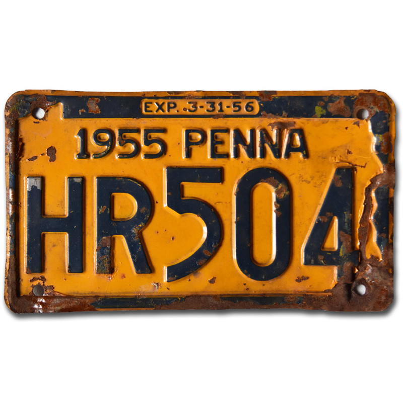 Amerikai rendszám Pennsylvania 1955 Yellow HR504
