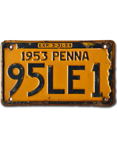 Amerikai rendszám Pennsylvania 1953 Yellow 95LE1