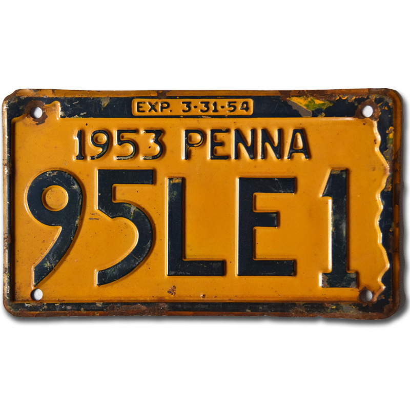 Amerikai rendszám Pennsylvania 1953 Yellow 95LE1