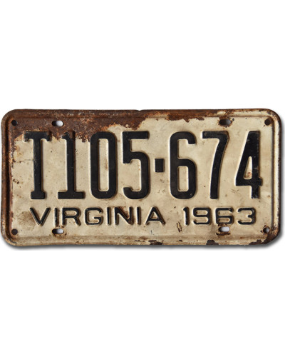 Amerikai rendszám Virginia 1963 White T105-674