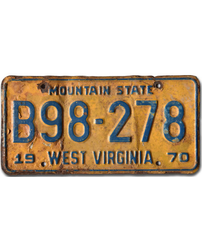Amerikai rendszám West Virginia 1970 Yellow B98-278