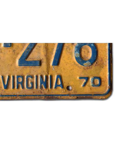 Amerikai rendszám West Virginia 1970 Yellow B98-278 d