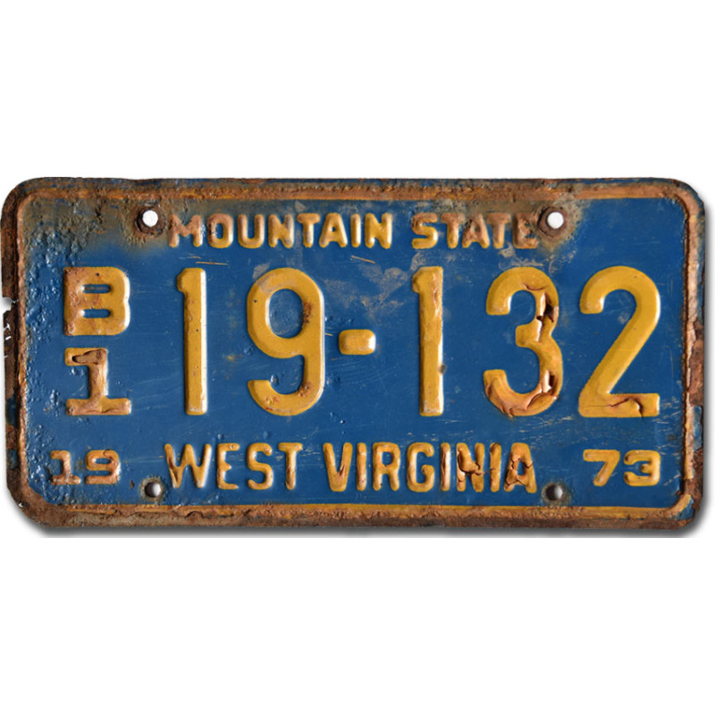Amerikai rendszám West Virginia 1973 Blue 19-132