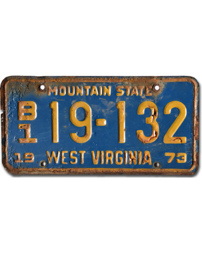 Amerikai rendszám West Virginia 1973 Blue 19-132