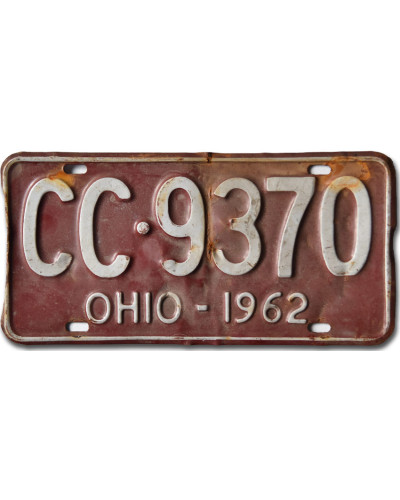 Amerikai rendszám Ohio 1962 Red CC-9370
