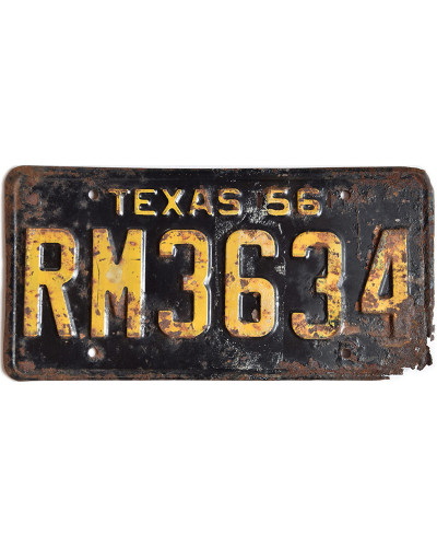 Amerikai rendszám Texas 1956 Black RM3634 front