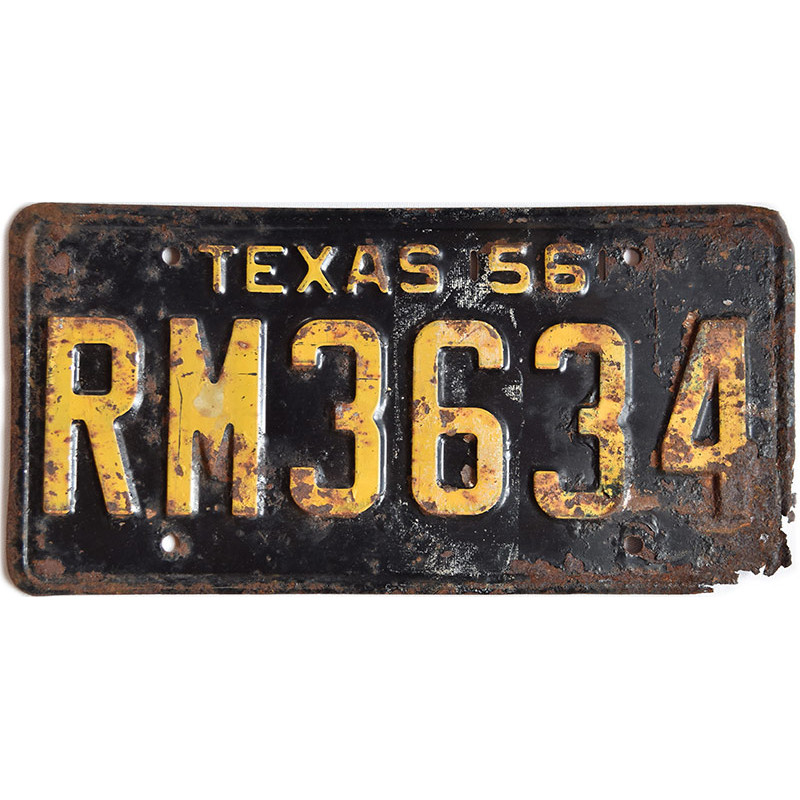 Amerikai rendszám Texas 1956 Black RM3634 front