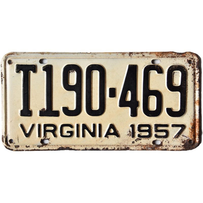 Amerikai rendszám Virginia 1957 White T190-469 front