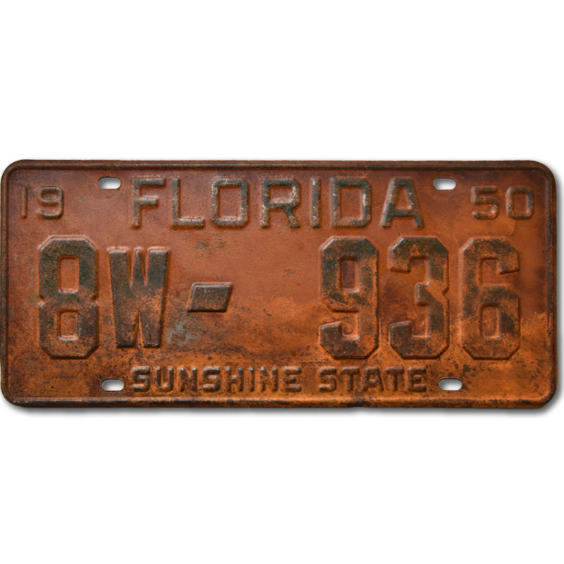 Amerikai rendszám Florida 1950 Rusty 8W-936