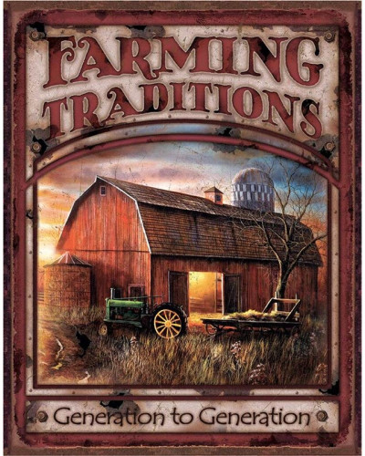 Fém tábla Farming Traditions 32 cm x 40 cm