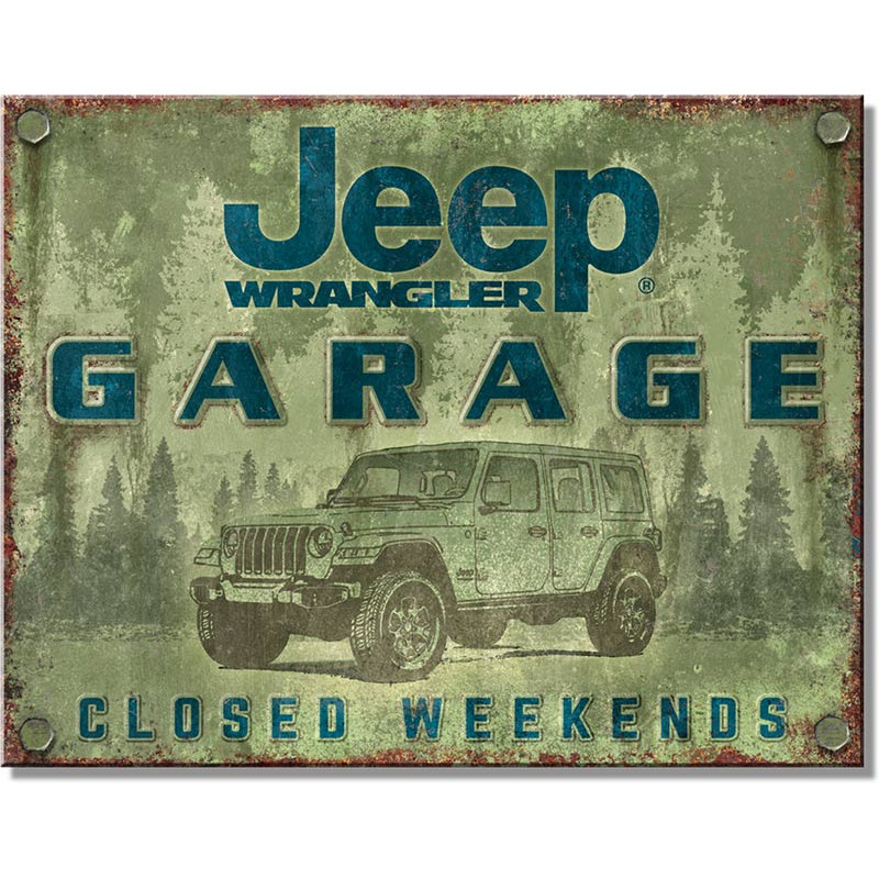 Fém tábla Jeep Wrangler Garage 32 cm x 40 cm