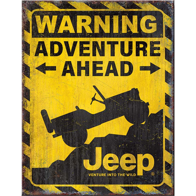 Fém tábla Jeep Adventure Ahead 32 cm x 40 cm